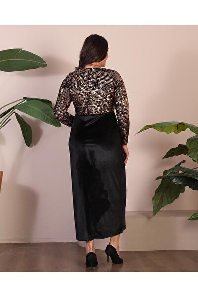 rotop Κομψό φόρεμα Brinda, χρυσές πούλιες με βελούδο