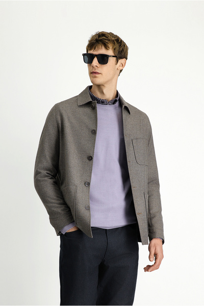 Kiğılı Regular Fit Astarsız Torba Cep Yünlü Ceket