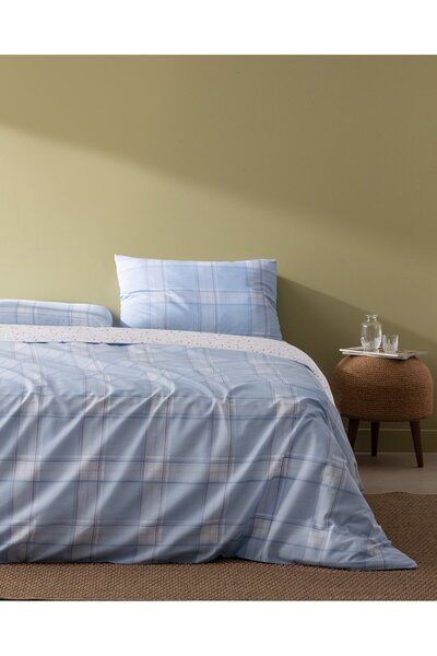 Madame Coco Blanch Bedrucktes Bettbezug-Set aus Baumwolle für Einzelbett, Blau