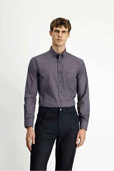 Kiğılı قميص قطني بأكمام طويلة وقصة عادية وأزرار منقوشة