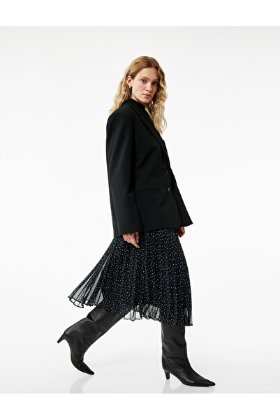 Koton Fusta din șifon plisată, subțire, cu buline, lungime midi