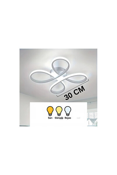 Genel Markalar PAPATYA BEYAZ RENKLİ PLAFONYER ÜÇ RENK LED IŞIKLI MODERN, LEDLİ, SALON, HOL, MUTFAK AVİZE