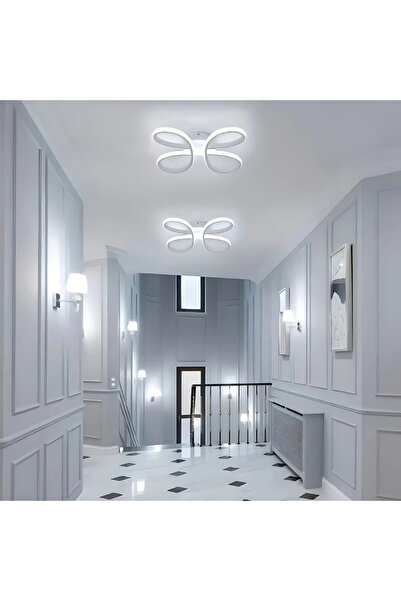 Genel Markalar PAPATYA BEYAZ RENKLİ PLAFONYER ÜÇ RENK LED IŞIKLI MODERN, LEDLİ, SALON, HOL, MUTFAK AVİZE