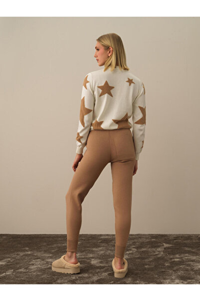 Xint Kadın Kırık Beyaz Pamuk Dokulu Regular Fit Kazak