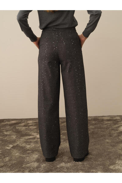 Xint Kadın Siyah Regular Fit Pullu Pantolon