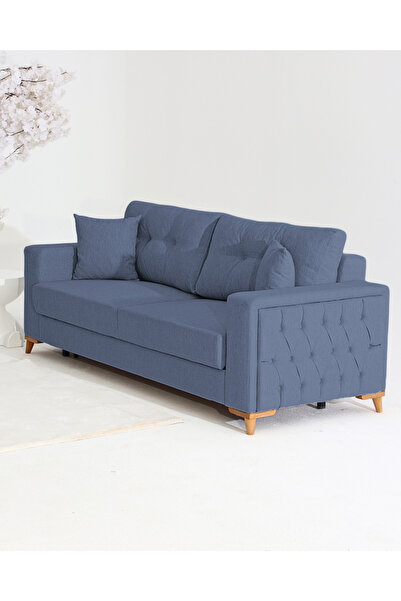 Velura Home & Living Nola Koltuk Takımı 3+3+1 & Bazalı Yataklı Koltuk & Kanepe - Keten