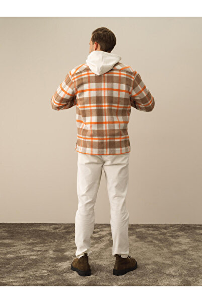 Xint Erkek Turuncu Regular Fit Ekose Gömlek