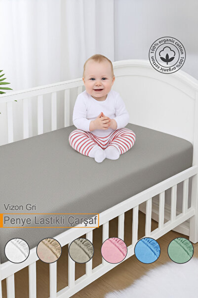 Vionel Home %100 Pamuk Penye, Lastikli Bebek Çarşafı, Organik Pamuk, Anne Yan...