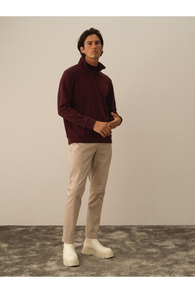 Xint Erkek Bordo Pamuk Dokulu Regular Fit Sweatshirt