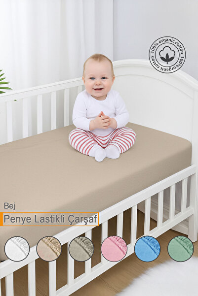 Vionel Home %100 Pamuk Penye, Lastikli Bebek Çarşafı, Organik Pamuk, Anne Yan...