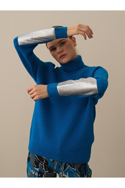 Xint Kadın Mavi Regular Fit Yünlü Kazak