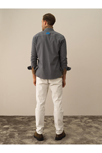 Xint Erkek Koyu Gri Pamuk Dokulu Regular Fit Gömlek