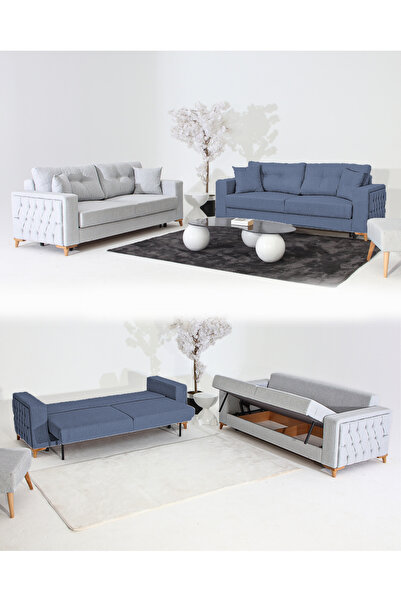 Velura Home & Living Nola Koltuk Takımı 3+3 & Bazalı Yataklı Koltuk & Kanepe ...