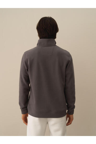 Xint Erkek Koyu Gri Pamuk Dokulu Regular Fit Sweatshirt