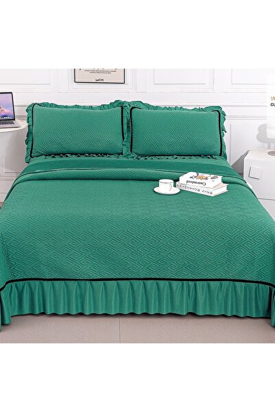 Casa de vis Online Double-sided duvet set, Casa de Vis Online, quilted, 3 pieces, green, 220 x 240 cm, CC-42