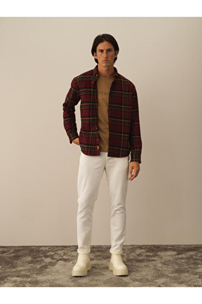 Xint Erkek Bordo Regular Fit Ekose Gömlek
