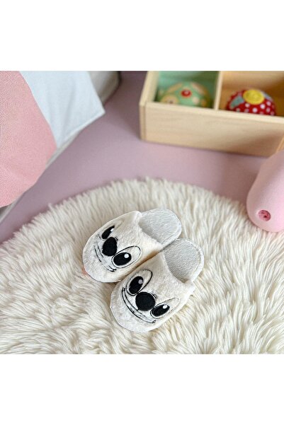 Bmp Terlik شباشب منزلية للأطفال من القطيفة بلون الكريم من ستيتش