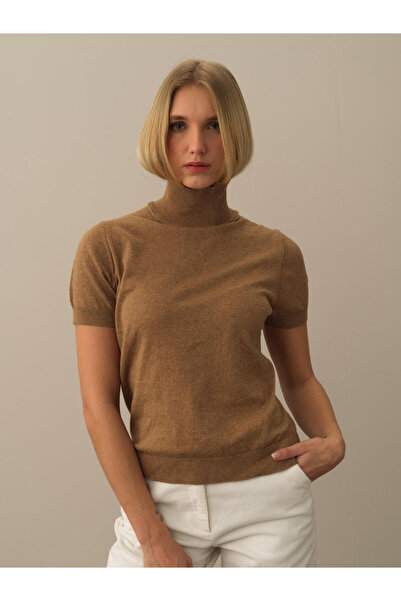 Xint Kadın Camelmelanj Yarım Balıkçı Yaka Regular Fit Basic Kazak