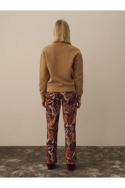 Xint Kadın Camel Oversize Desenli Sweatshirt