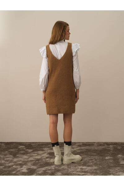 Xint Kadın Camel Oversize Triko Elbise