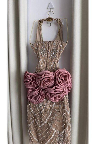 JOUNGIER Embroidered Tulle Evening Dress with Elegant Shantung Jacket