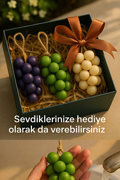 değer 3 Renk El Yapımı Üzüm Sabunu – Doğal ve Parfümlü Hediye Seti
