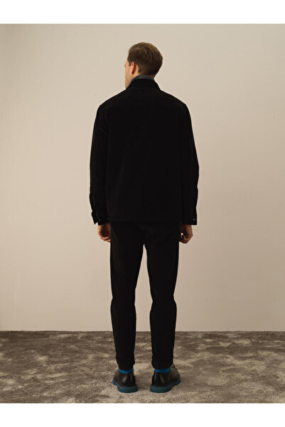 Xint Erkek Siyah Regular Fit Kadife Gömlek Ceket