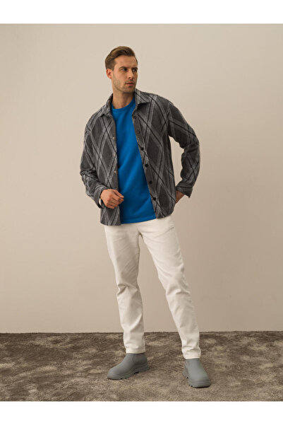 Xint Erkek Koyu Gri Pamuk Dokulu Regular Fit Gömlek