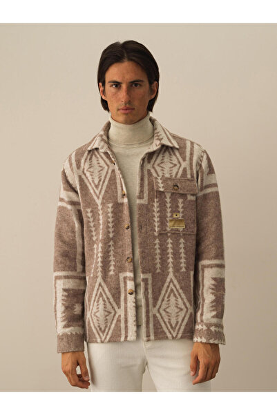 Xint Erkek Camel Regular Fit Desenli Gömlek