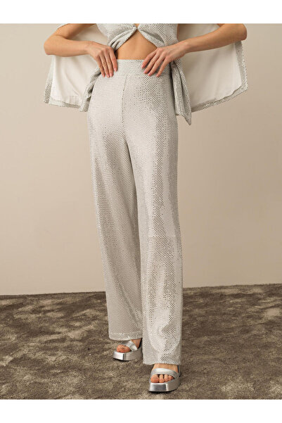 Xint Kadın Koyu Gri Esnek Dokulu Oversize Pantolon