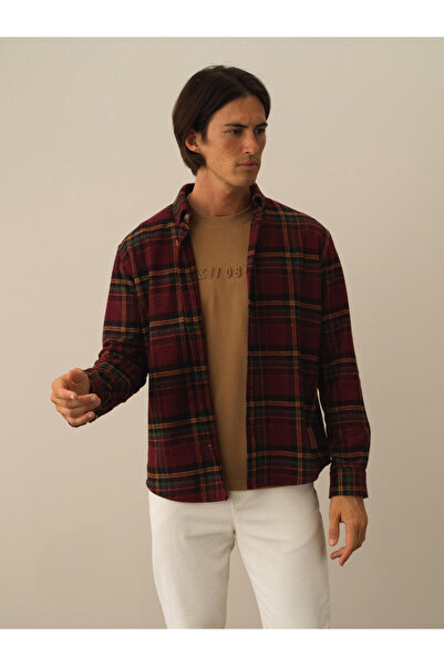 Xint Erkek Bordo Regular Fit Ekose Gömlek