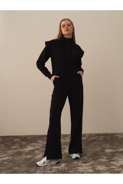 Xint Kadın Siyah Pamuk Dokulu Regular Fit Sweat Pantolon
