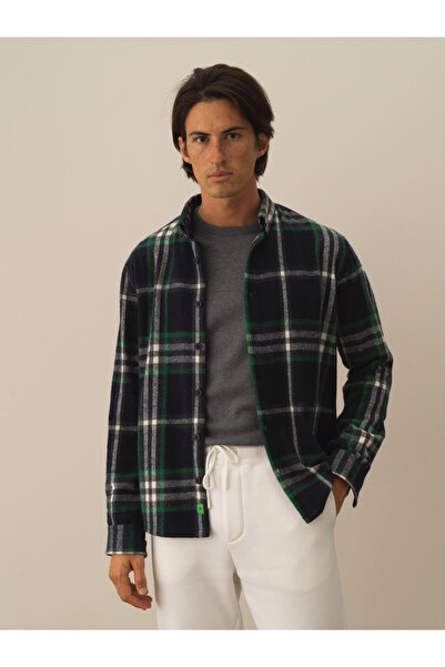 Xint Erkek Lacivert Regular Fit Ekose Gömlek