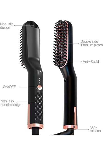 fulina 3-in-1 Professional Beard Straightener,Temperature Lock Auto-Off,for All Hair Types,Gift for Men