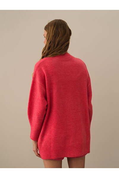 Xint Kadın Pembe Lüks Pamuk Dokulu Oversize Hırka