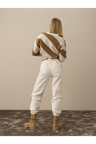 Xint Kadın Ekru Regular Fit Kadife Pantolon