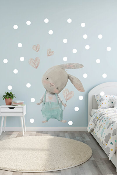 Kt Grup مجموعة ملصقات دوار على شكل قلب لطيف على شكل أرنب