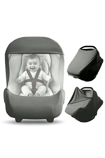 SB SizinBazar Dark Gray Stretchy Baby Stroller Cover - 100% Cotton