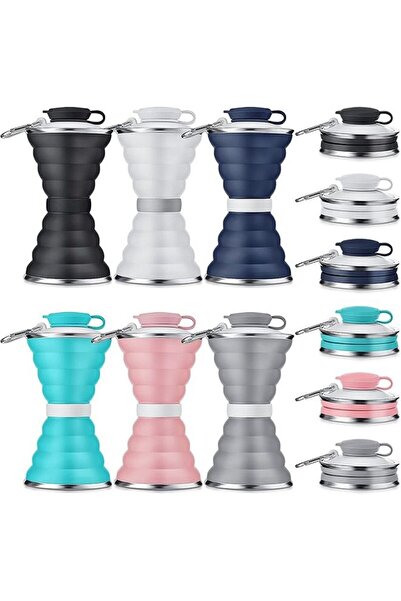 fulina 6 Pcs Water Bottles,500ml Silicone Foldable Water Bottles,with D Ring,for Hiking Running Sport Gym