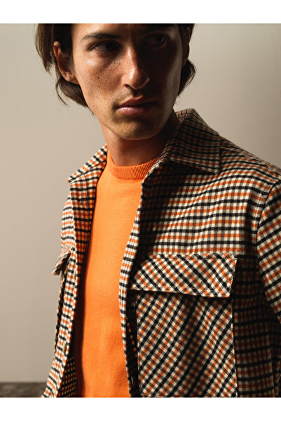 Xint Erkek Turuncu Regular Fit Ekose Gömlek