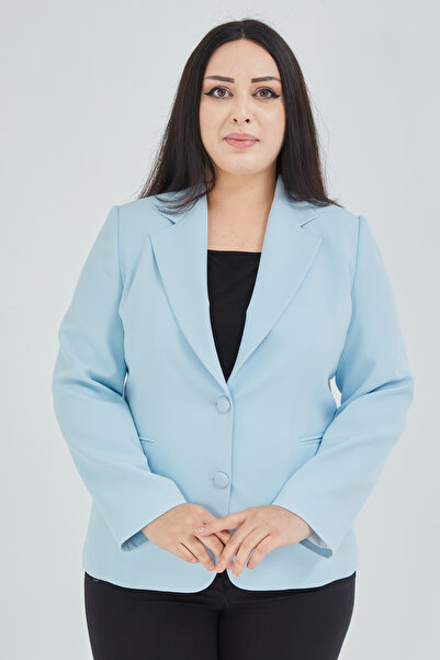 Fagi Jachetă clasică cu nasturi, albastru gheață, mărime mare