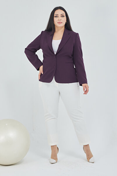 Fagi Jachetă clasică cu nasturi violet pentru femei