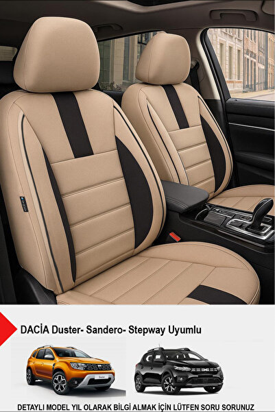 GM-DESIGN غطاء مقعد السيارة من الريش التايلاندي باللون البيج من أونيكس - (متوافق مع DACIA Sandero-Stepway-Duster)