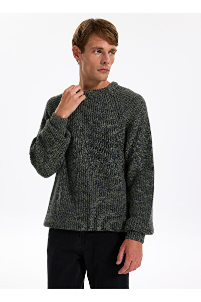 Jeep Bisiklet Yaka Relaxed Düz Haki Erkek Kazak J4WM-KZK4450