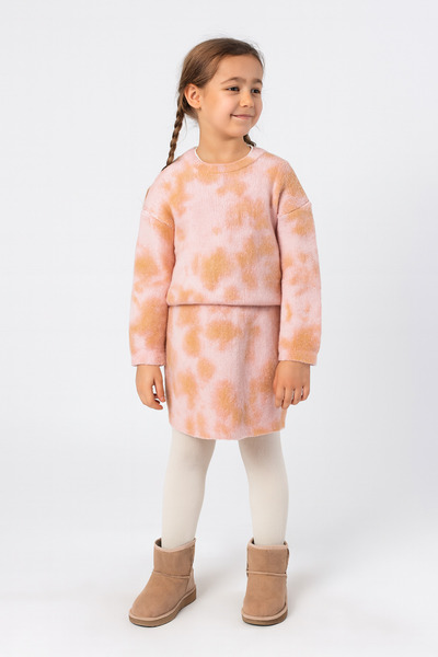 Minora Комплект розова плетена пола за момиче и батик