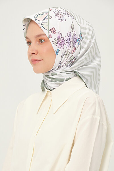 Madame Polo Μοτίβο Φουλάρι Τουίλ 90x90 εκ. Αντιολισθητικό ύφασμα Çağla