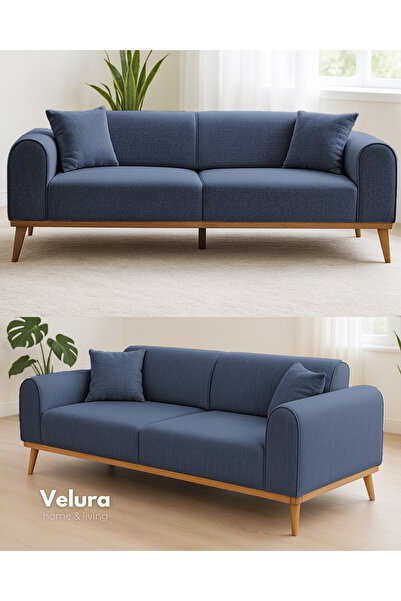 Velura Home & Living Valo Üçlü Kanepe & 3' lü Koltuk - Mavi
