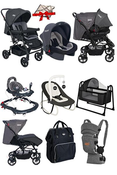 Calvin Baby 9 Parça Bebek Çeyiz Seti Bebek Arabası Puset Beşik Yürüteç Ana Kucağı Kanguru Bebek Bakım Çantası