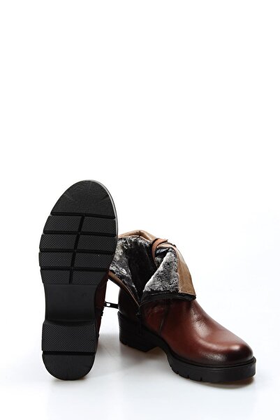 TUGERDİ Hakiki Deri Taba Fermuarlı Kaliteli Klasik Kadın Bot TG0990119261509