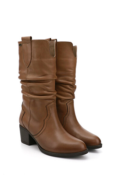 GÖNDERİ(R) Női / lány Mink antik vastag sarkú fújtató valódi bőr csizma